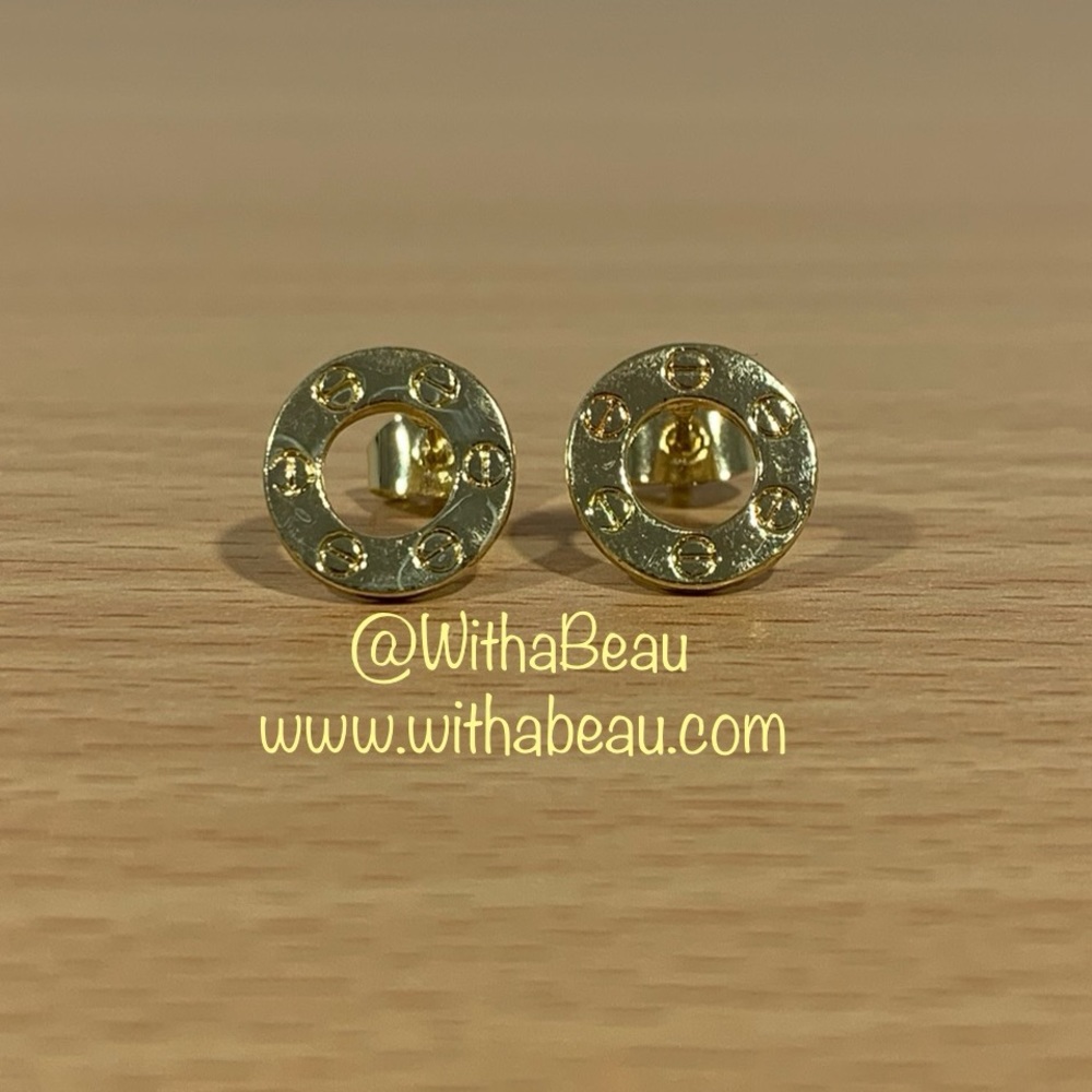 Gold Tone Circle Earrings - Corinne
